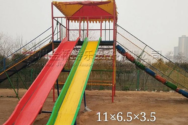 方塔攀爬滑梯三組合_體能樂園